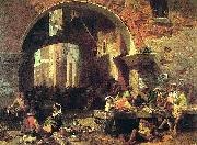 Albert Bierstadt Roman Fish Market, Arch of Octavius oil painting on canvas